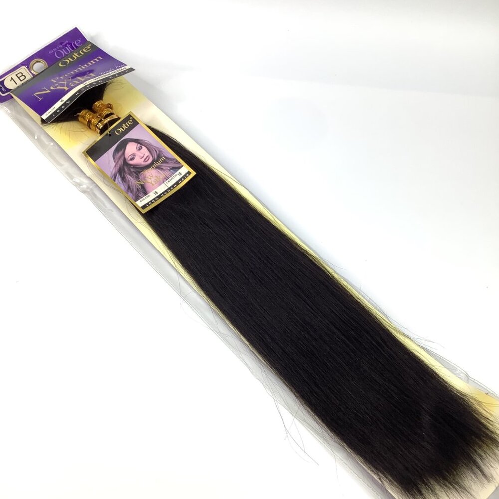 Outre Premium New Yaki 100% Human Hair Braiding 1B Off Black Straight Micro